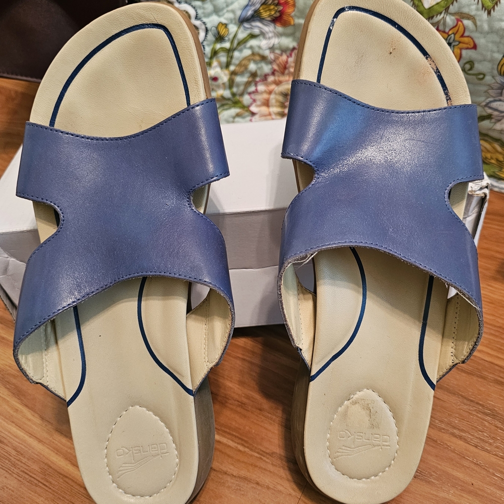 Dansko Blue Slide Sandals with Matte Finish